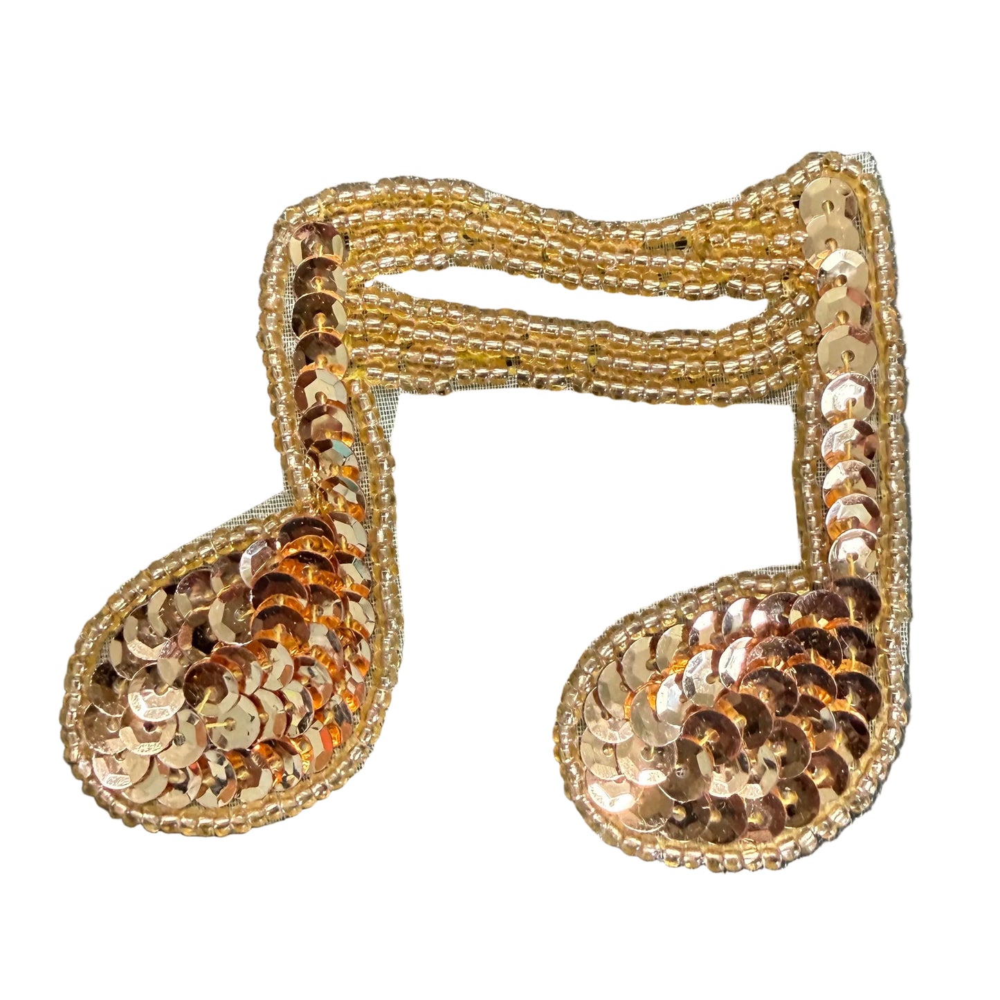 Elección de Color - Aplique de Música con Doble Nota - Lentejuelas y Cuentas 2.5" x 3"