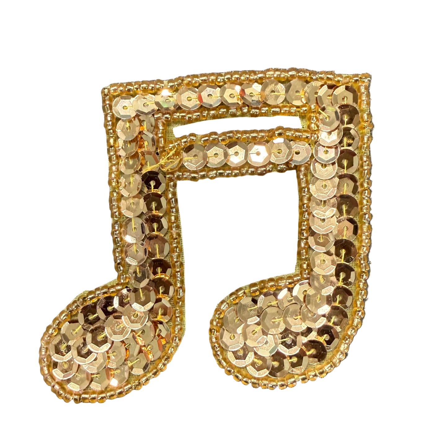 Doble nota musical - Cuentas y lentejuelas doradas 6.35 x 6.35 cm