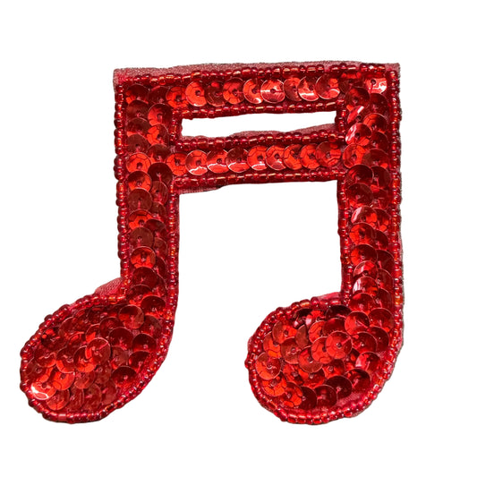 Doble nota con lentejuelas rojas y cuentas de 3" x 3"