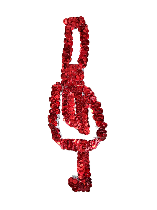 Clave de Sol con Lentejuelas Rojas 15.24 cm x 5.08 cm