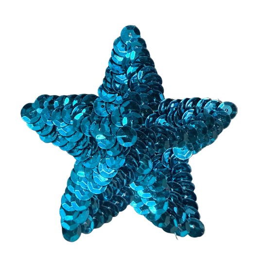 Estrella Turquesa con Lentejuelas Completas 3"