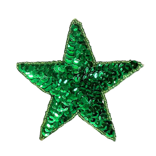 Estrella con Lentejuelas y Cuentas Verdes en 3 Tamaños a Elegir: 2.5", 3", 4"