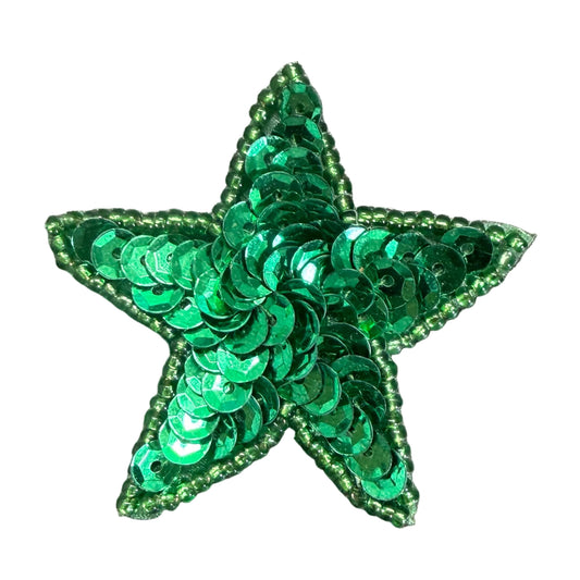 Estrella con Lentejuelas Verde Oscuro 2"