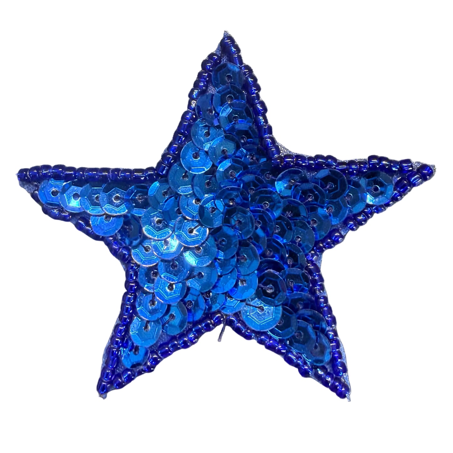 Star Appliqué -  Royal Blue Sequins - Glass Beads  2.5"