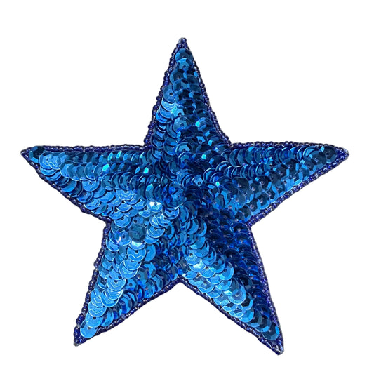 Estrella con lentejuelas y cuentas de color azul real de 5"