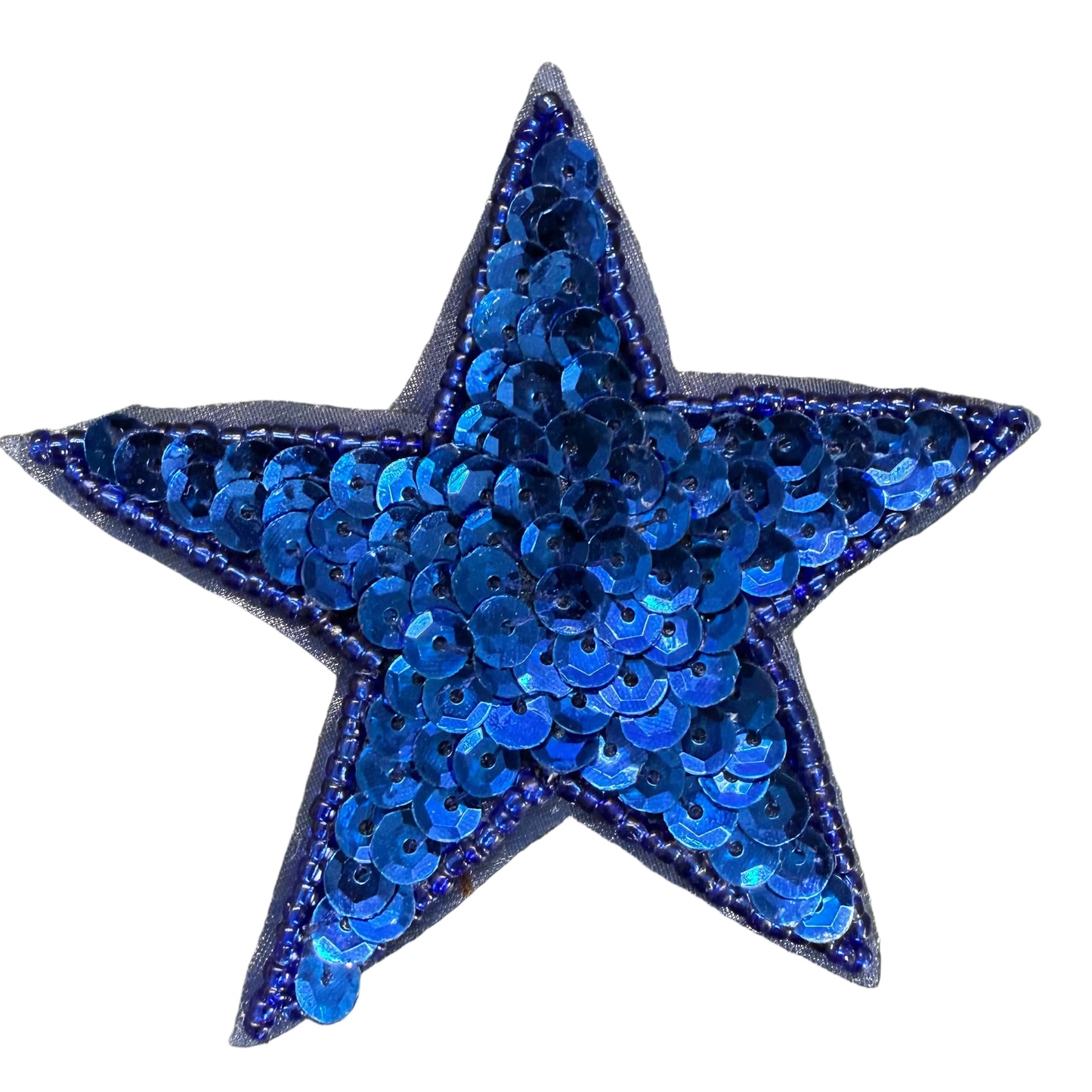 Star Appliqué - Royal Blue Sequins - Glass Beads 3"