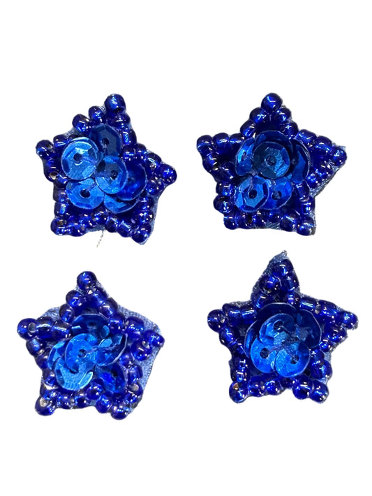 Estrellas, Juego de Cuatro, Lentejuelas y Cuentas de 1,5 cm, a Elegir Color