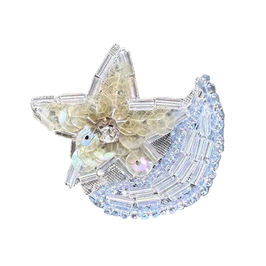 Estrella Translúcida con Media Luna y Diamante de Imitación