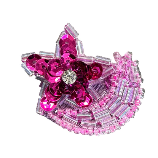 Estrella y luna con lentejuelas fucsia, abalorios y diamantes de imitación 2.54 cm x 2.54 cm