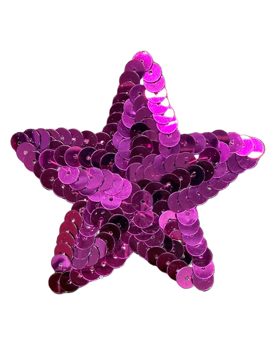 Star Appliqué - All Purple Magenta Sequins 3"