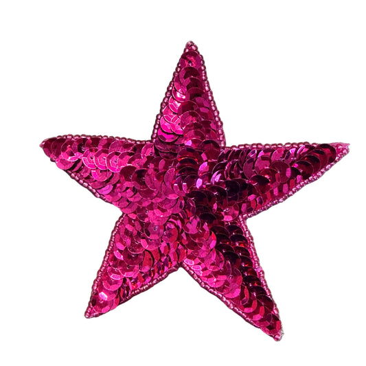 Estrella con lentejuelas fucsia y abalorios de 3.75"