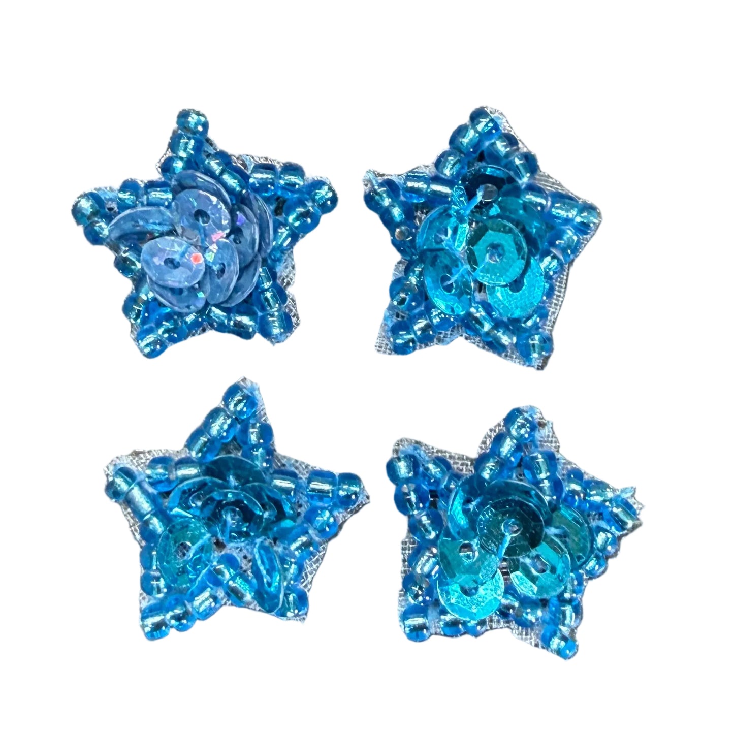 Estrellas, Juego de Cuatro, Lentejuelas y Cuentas de 1,5 cm, a Elegir Color