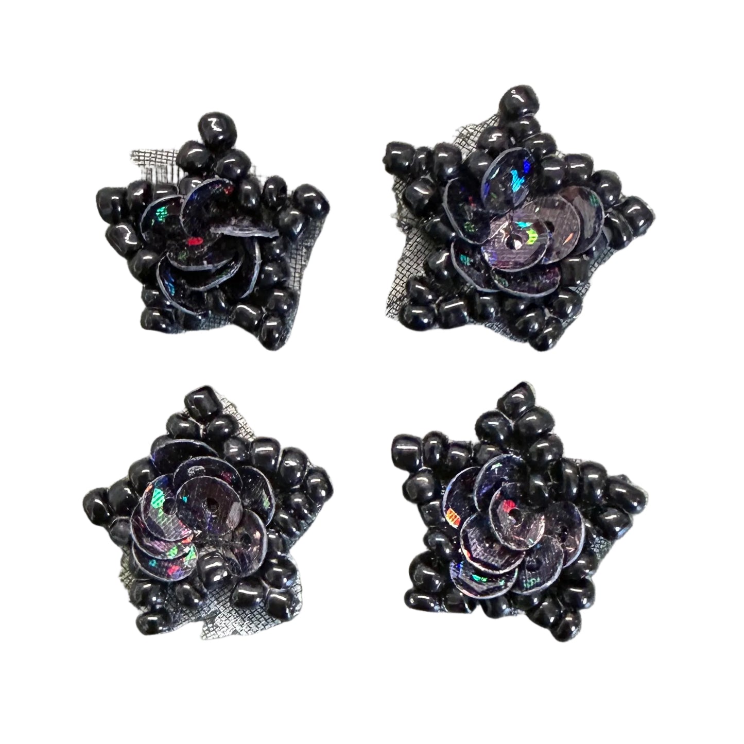 Estrellas, Juego de Cuatro, Lentejuelas y Cuentas de 1,5 cm, a Elegir Color