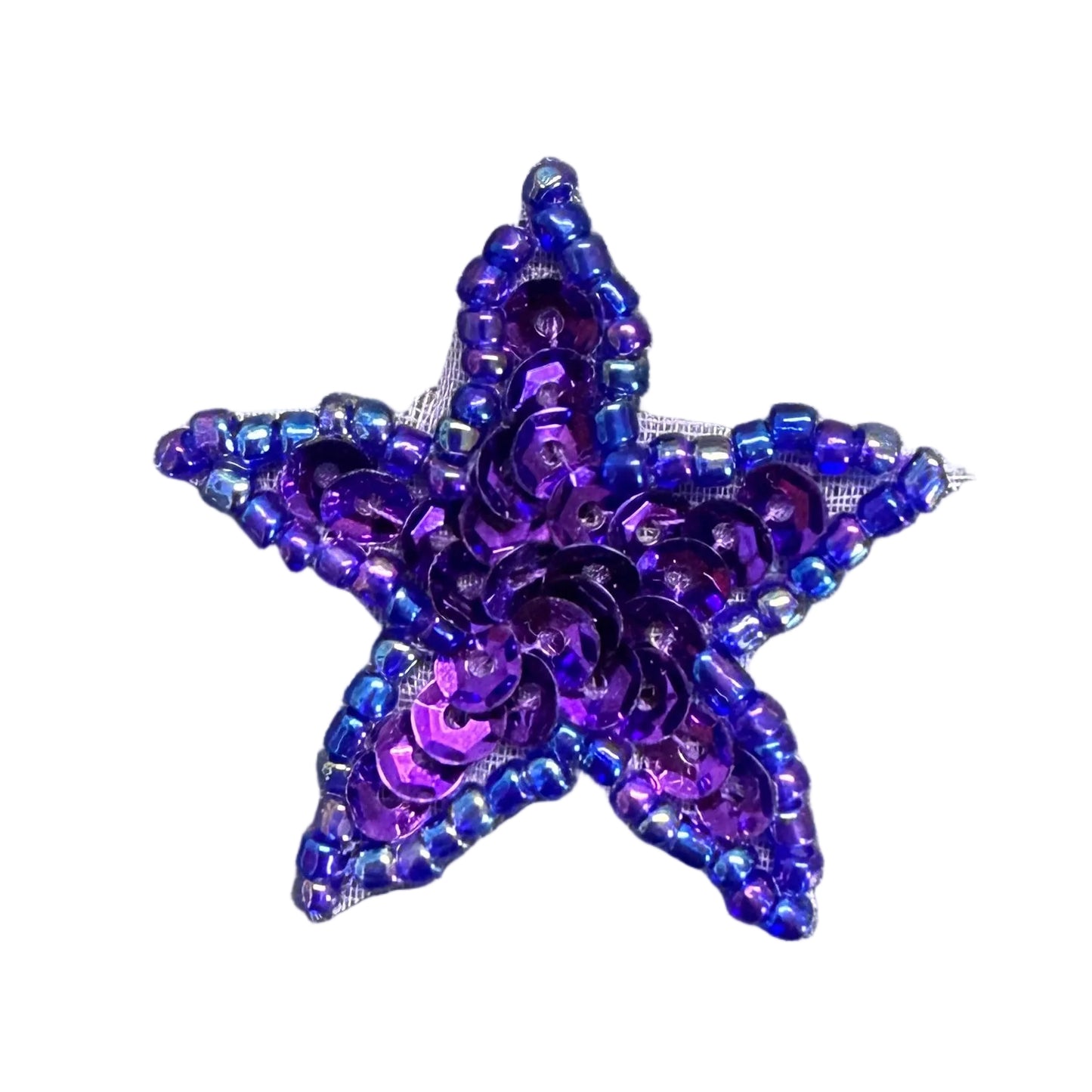 Star Appliqué - Purple Sequins - Moonlight Glass Beads 1.25"