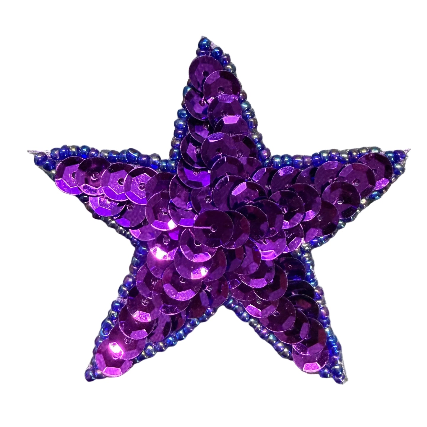 Estrella con lentejuelas moradas y abalorios de 2,5"