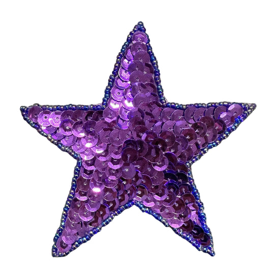 Estrella con Lentejuelas y Cuentas Moradas de 10 x 10 cm