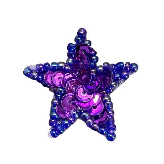 Estrella con lentejuelas moradas de 2,5 cm