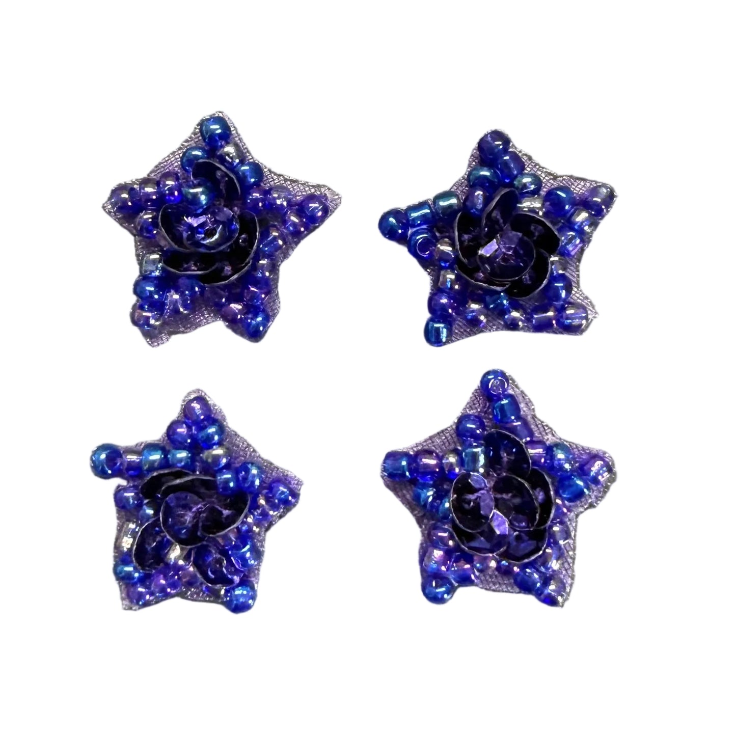Estrellas, Juego de Cuatro, Lentejuelas y Cuentas de 1,5 cm, a Elegir Color