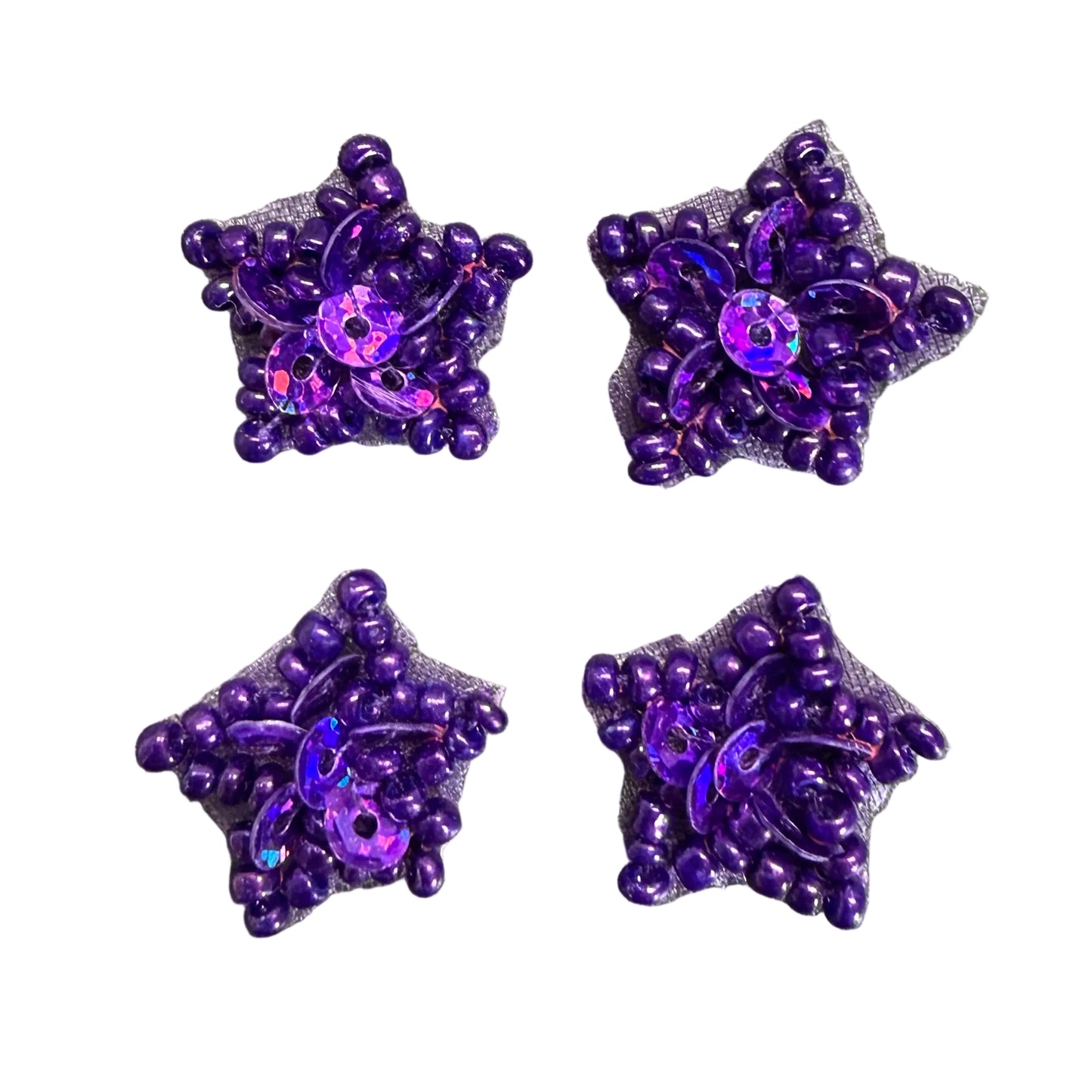 Estrellas, Juego de Cuatro, Lentejuelas y Cuentas de 1,5 cm, a Elegir Color