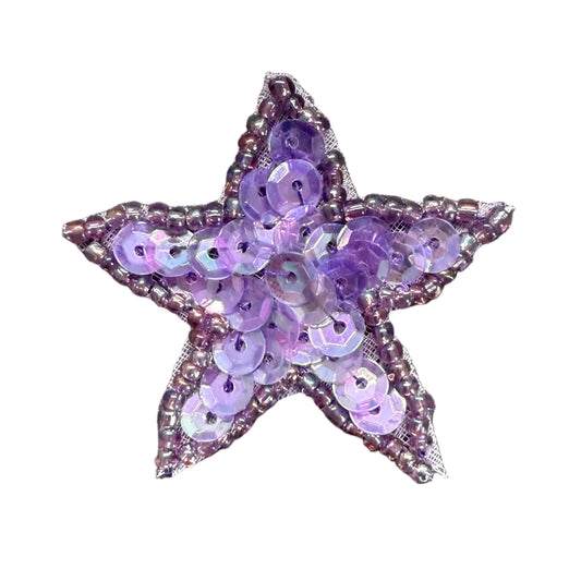 Estrella con Lentejuelas y Cuentas Iridiscentes Moradas de 4.45 cm