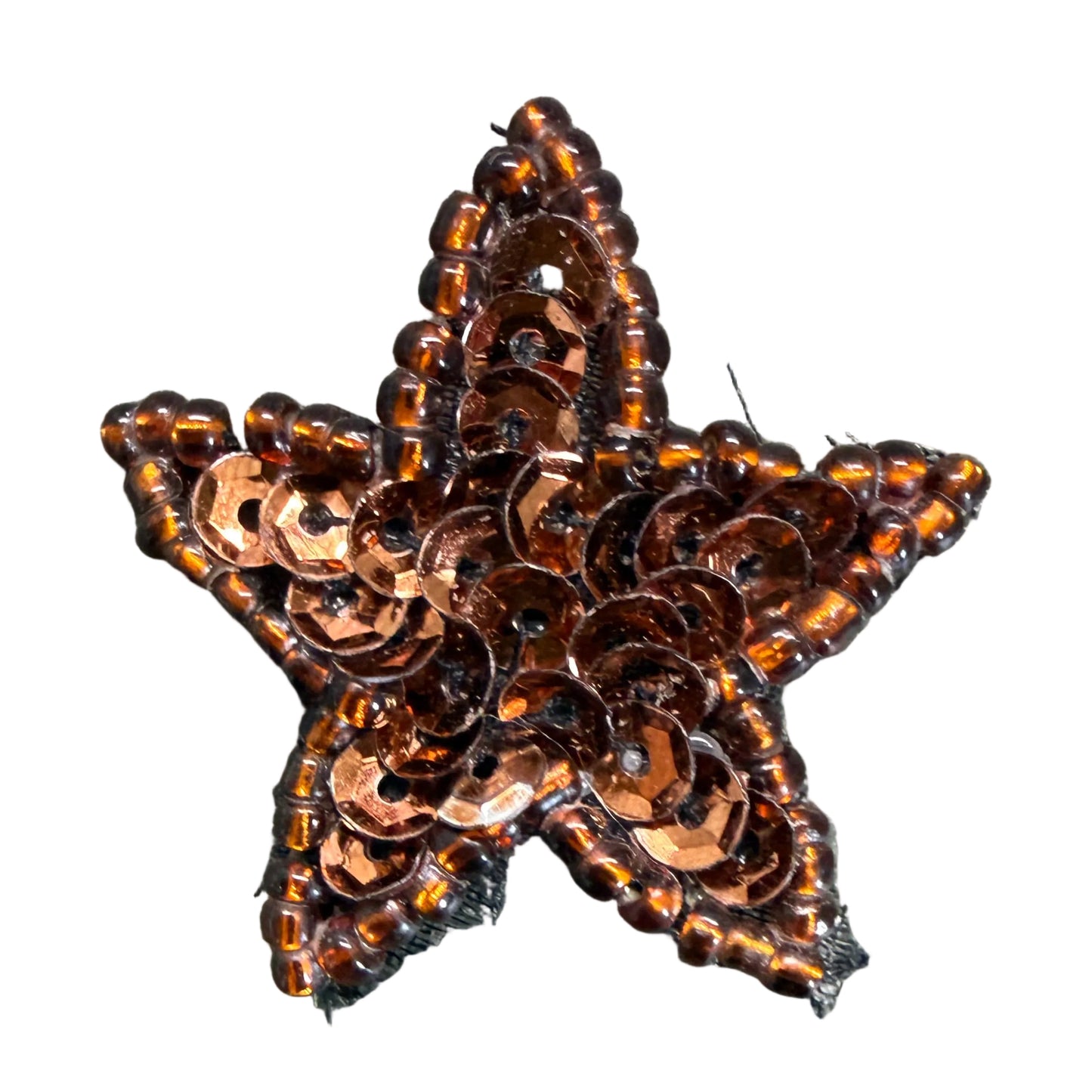 Star Appliqué - Bronze Sequins - Glass Beads 1.25"