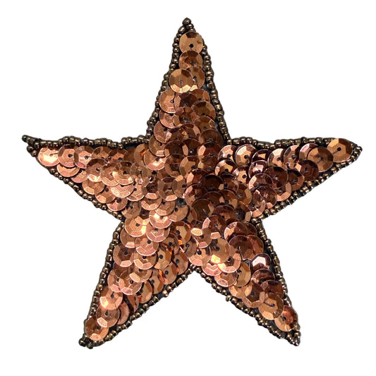 Estrella Bronce Lentejuelas y Cuentas 4"