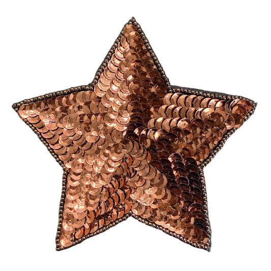 Star Appliqué - Bronze Sequins - Glass Beads 4.5"