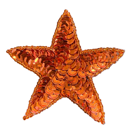 Estrella con lentejuelas naranjas 3"