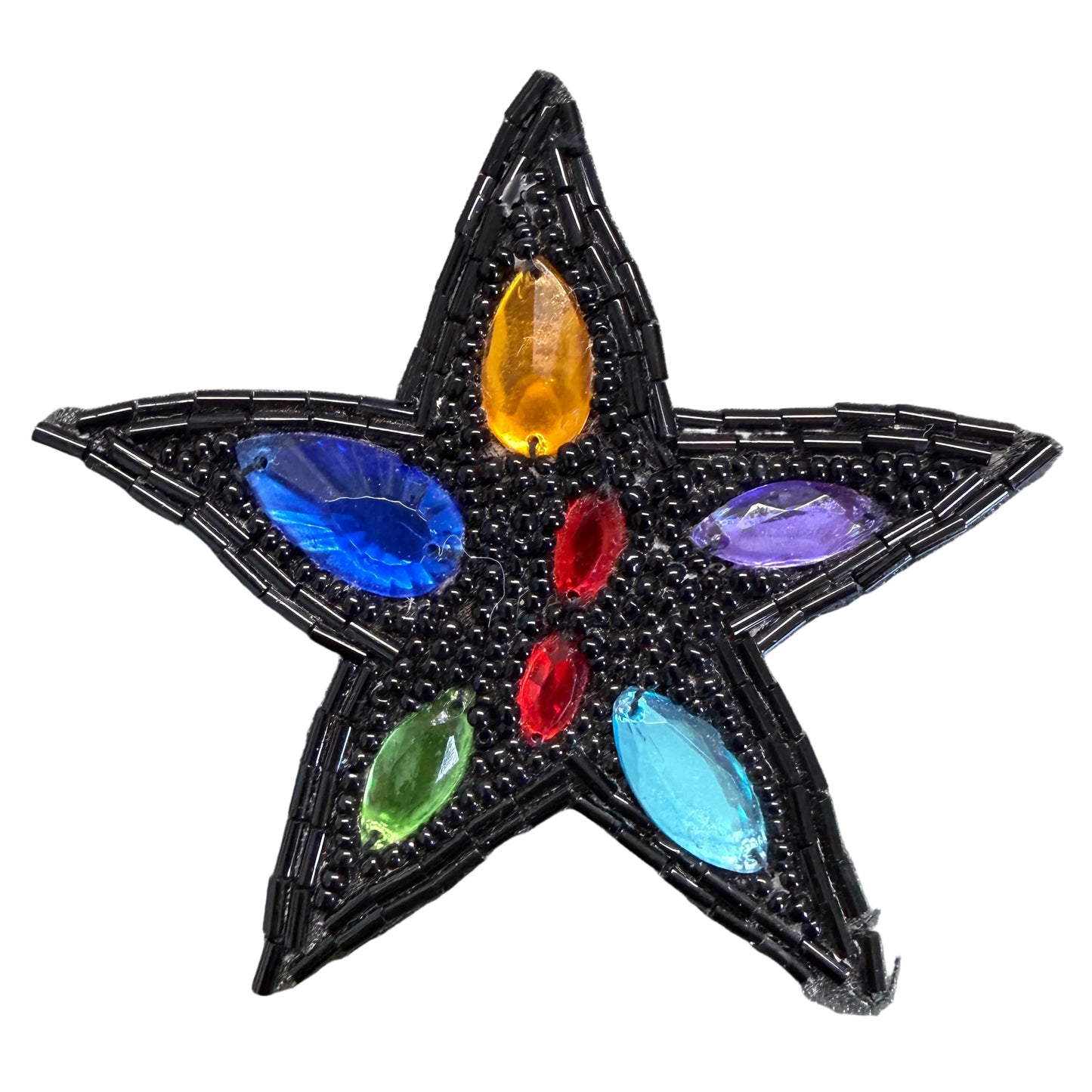 Estrella con Cuentas y Gemas Negras 3.5"