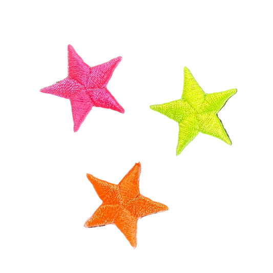 Estrellas Juego de Tres Termoadhesivas Metálicas Rosa Naranja Lima 7/8"