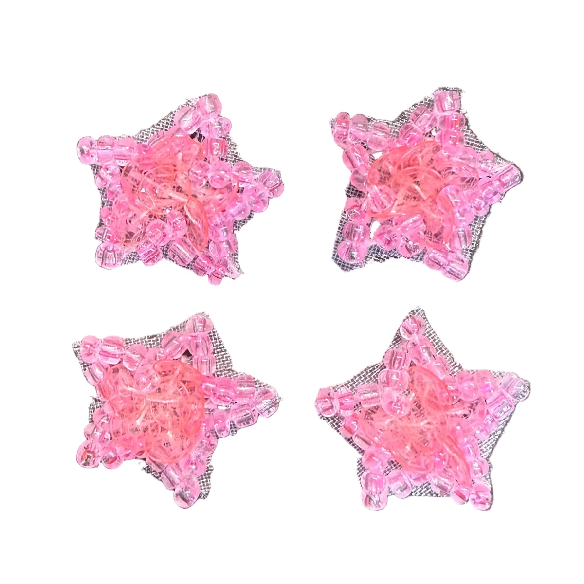Estrellas, Juego de Cuatro, Lentejuelas y Cuentas de 1,5 cm, a Elegir Color