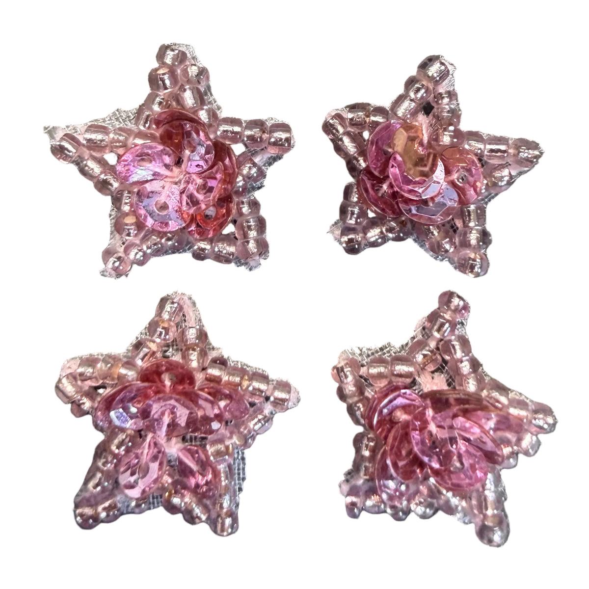 Estrellas, Juego de Cuatro, Lentejuelas y Cuentas de 1,5 cm, a Elegir Color