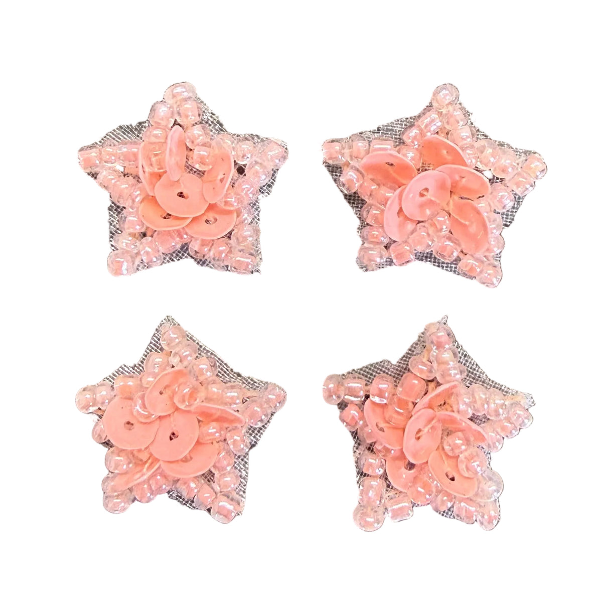 Estrellas, Juego de Cuatro, Lentejuelas y Cuentas de 1,5 cm, a Elegir Color