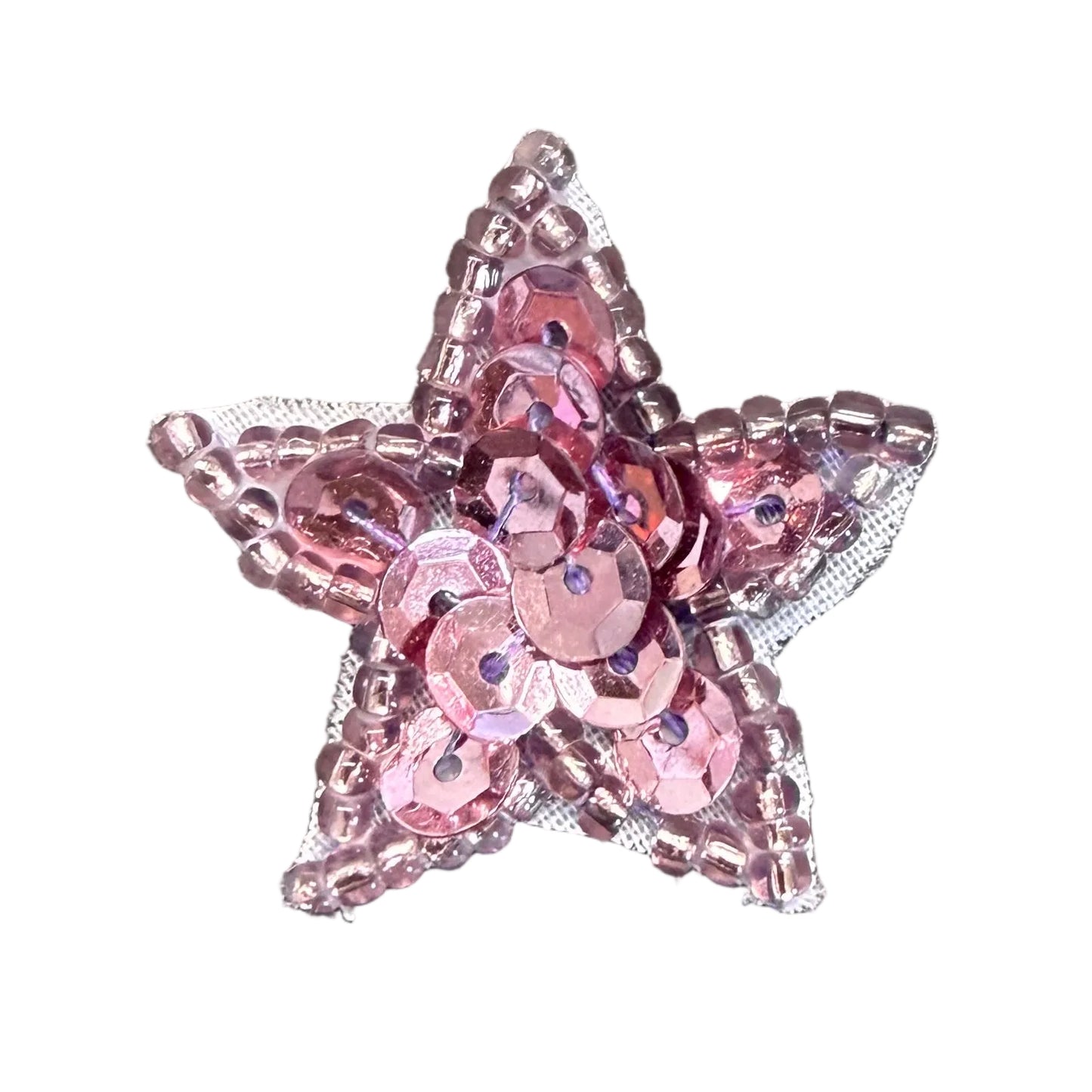 Star Appliqué - Mauve Sequins - Glass Beads  1"