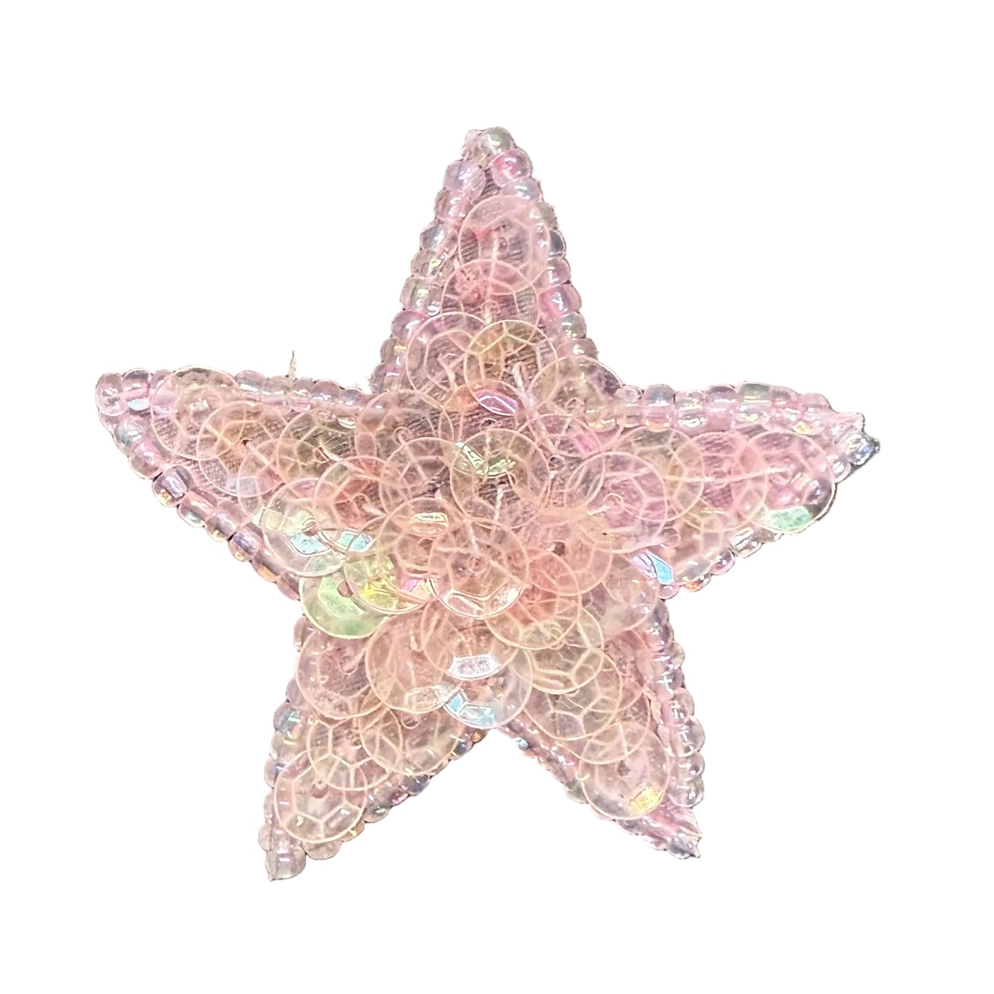 Estrella con Lentejuelas y Cuentas Iridiscentes Rosa Claro de 3.8 cm