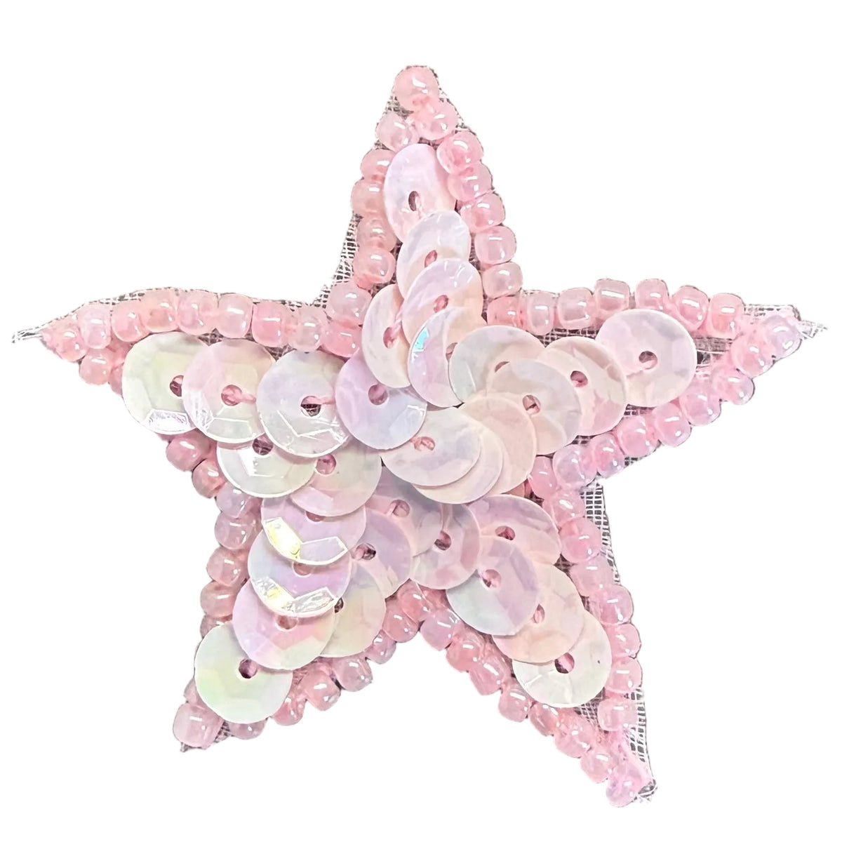 Estrella con lentejuelas y cuentas rosas de 1.5"