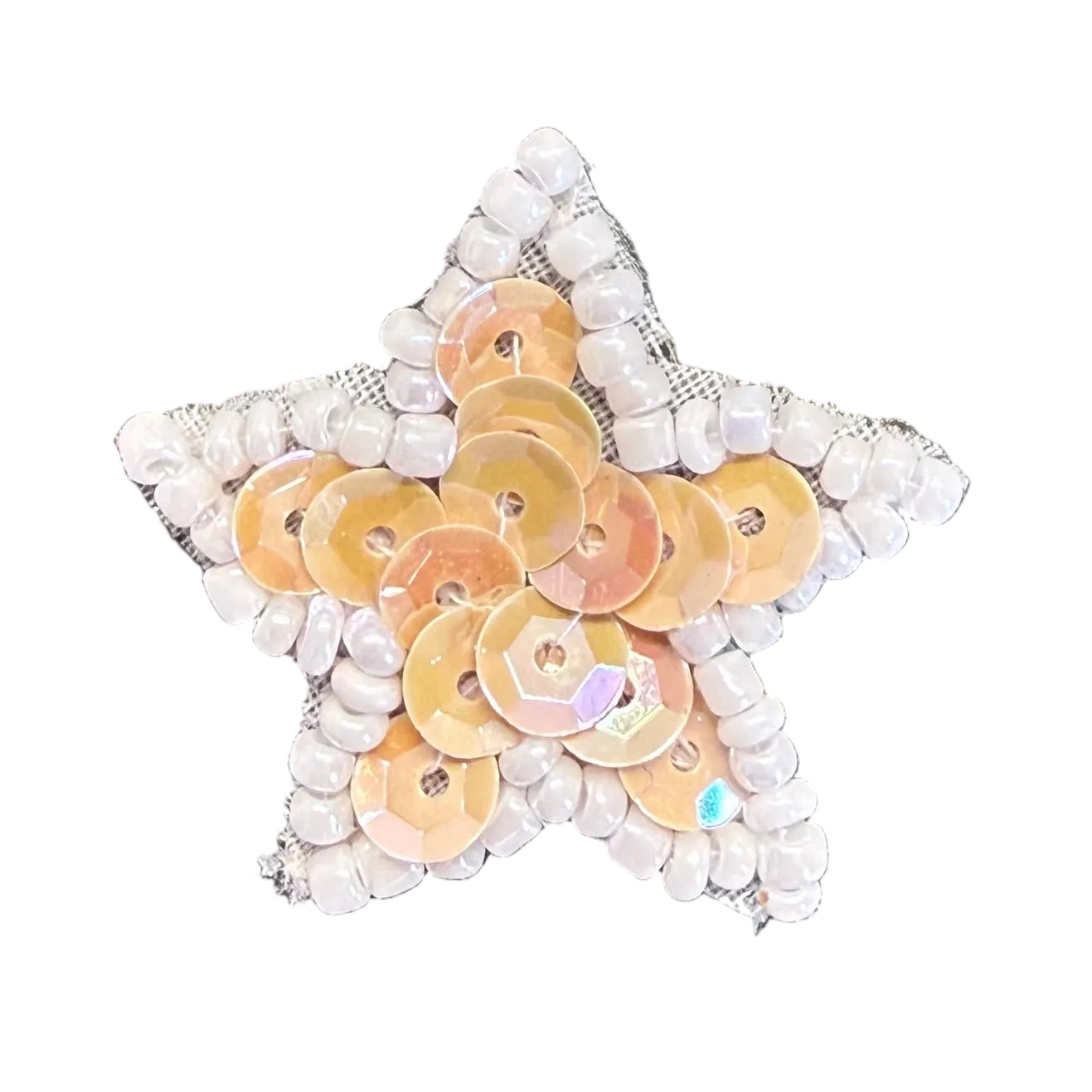 Ribete de perlas y lentejuelas de estrella beige 3.17 cm