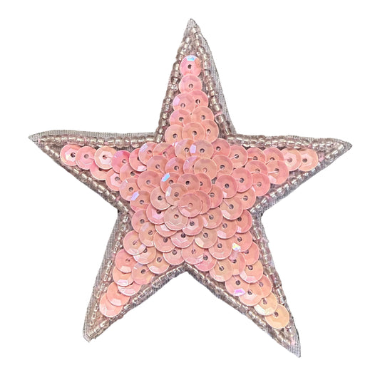Estrella con Lentejuelas Rosadas y Cuentas 2.75"