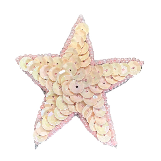 Estrella de Lentejuelas Rosas con Cuentas Rosas 2.25" x 2.25"
