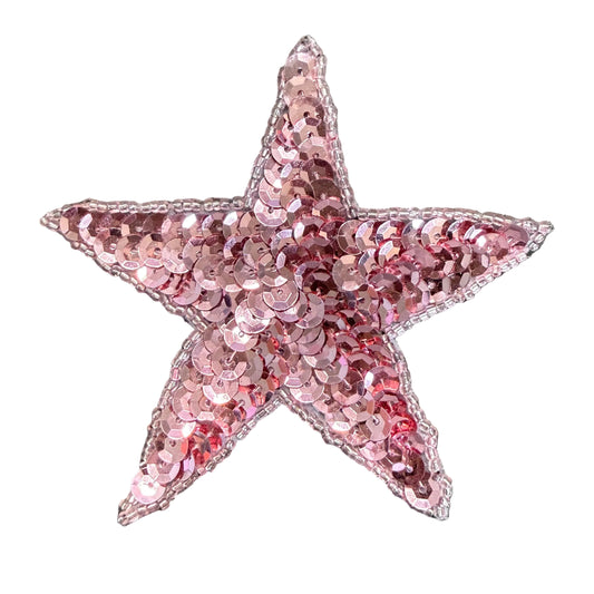 Estrella rosa con lentejuelas y abalorios 4'