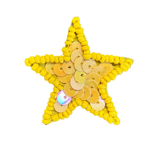 Lentejuelas Amarillas Estrella y Cuentas Amarillas Brillantes 3,8 cm