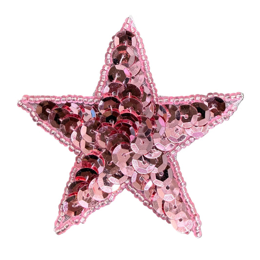 Estrella con lentejuelas y abalorios rosas 2.5"