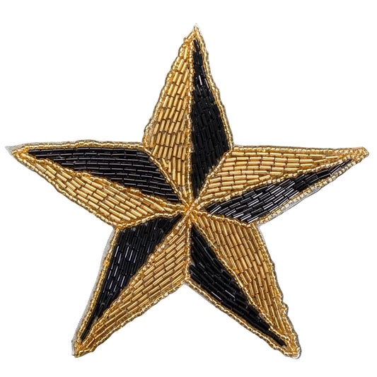 Estrella con cuentas negras y doradas de 5.5"