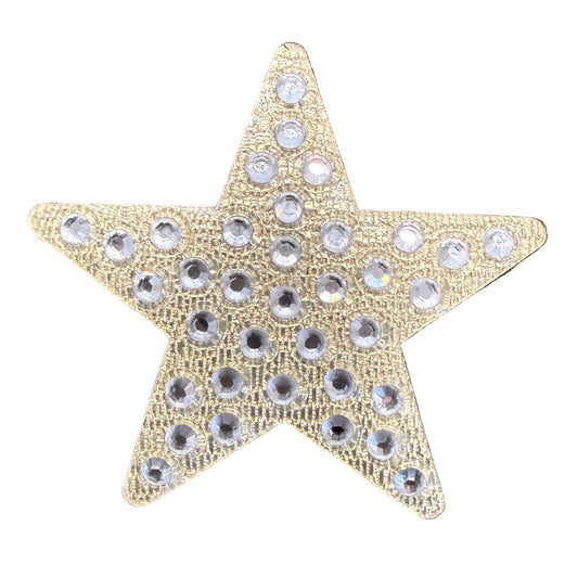 Star - Clear Rhinestones on Metallic Gold Backing 2"