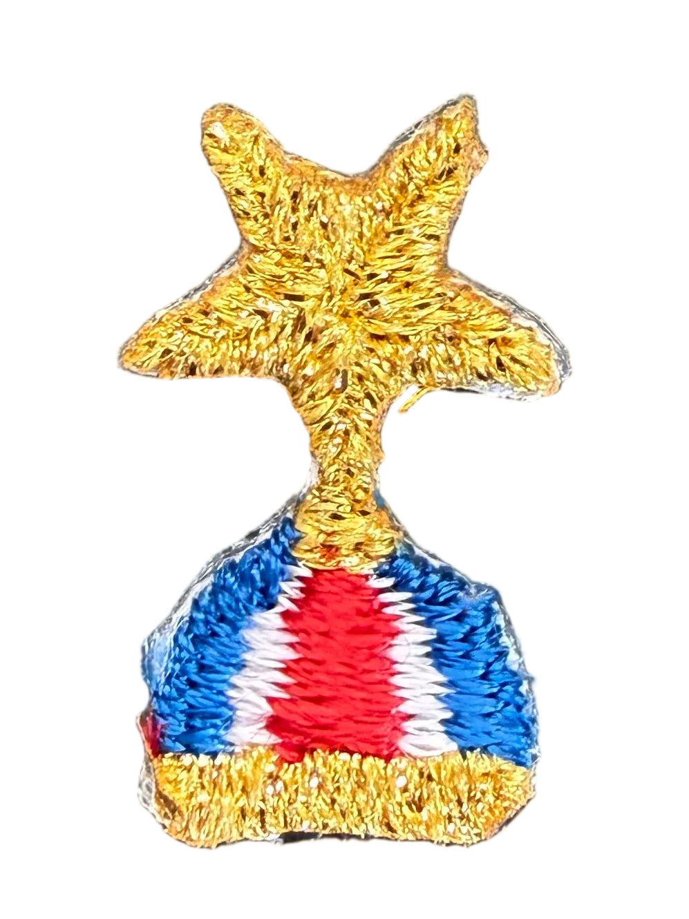 Patriotic Star Appliqué - Gold Star on Red, White & Blue Base 1"