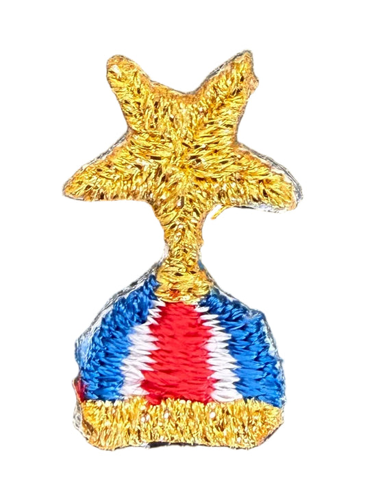 Patriotic Star Appliqué - Gold Star on Red, White & Blue Base 1"