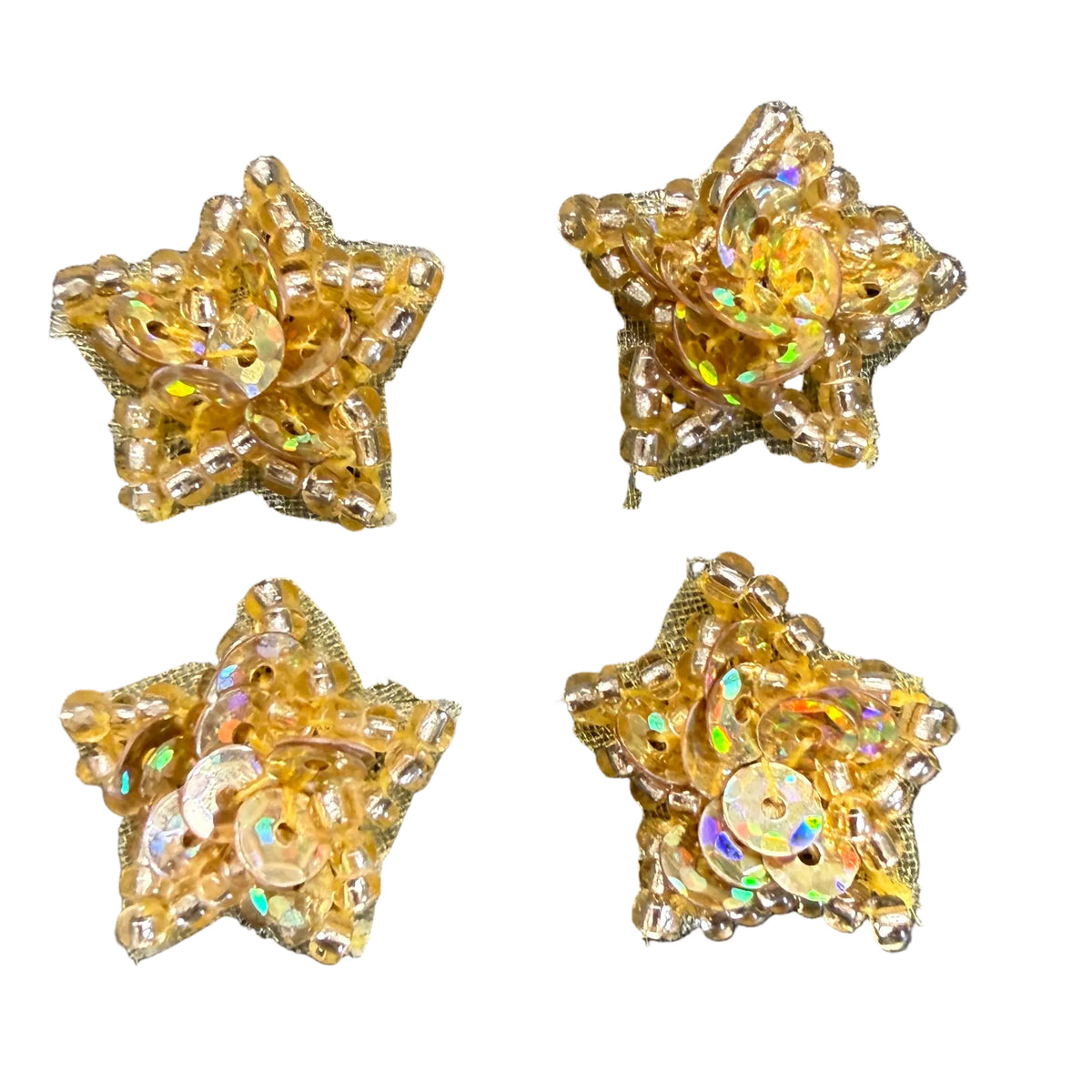 Estrellas, Juego de Cuatro, Lentejuelas y Cuentas de 1,5 cm, a Elegir Color