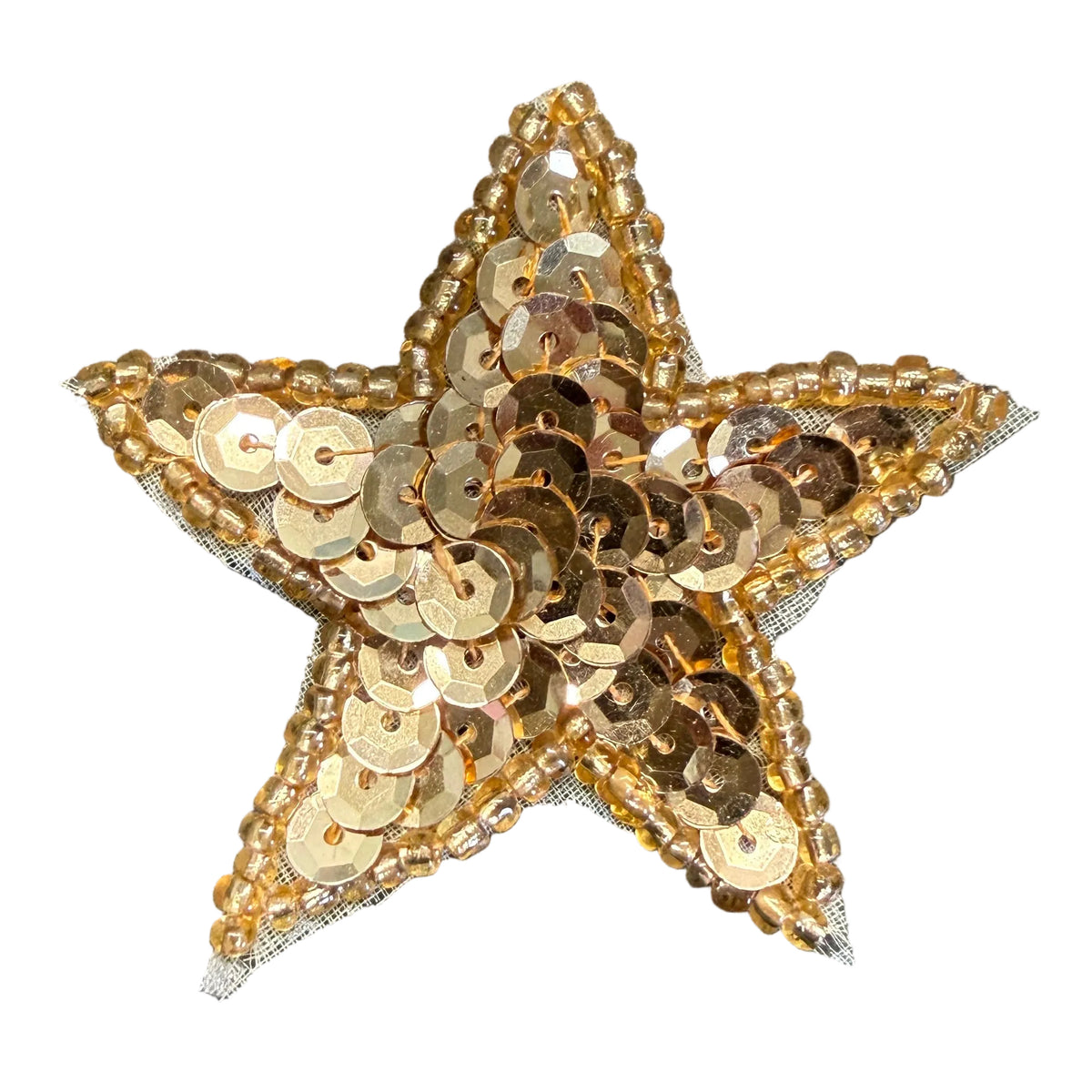 Gold Star Appliqué –Gold Sequins - Glass Beads – Choice of 2", 3", or 4"