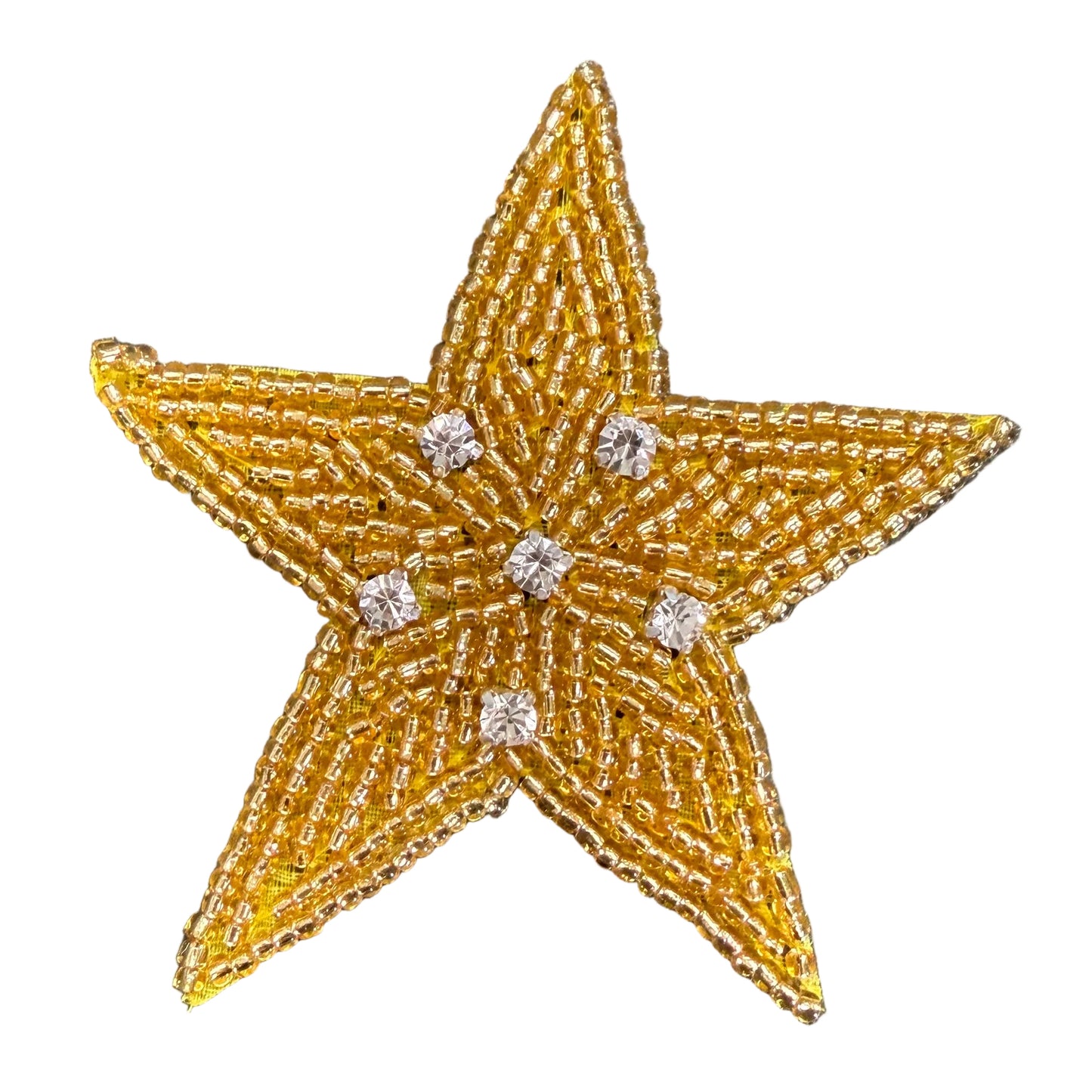 Estrella con Cuentas Doradas y Seis Diamantes de Imitación 7.6 cm