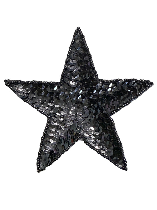 Estrella con lentejuelas y cuentas negras, 7 variantes de tamaño